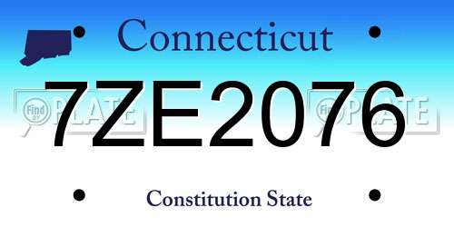 7ZE2076 Connecticut License Plate