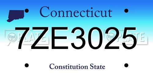 7ZE3025 Connecticut License Plate