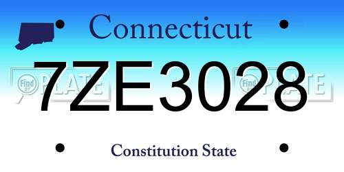 7ZE3028 Connecticut License Plate