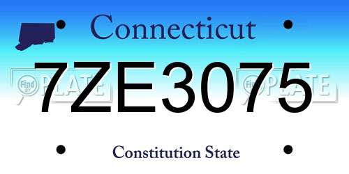 7ZE3075 Connecticut License Plate