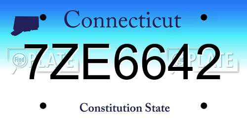 7ZE6642 Connecticut License Plate