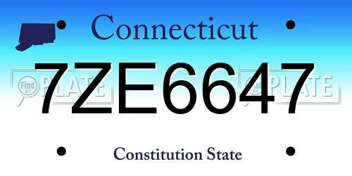 7ZE6647 Connecticut License Plate
