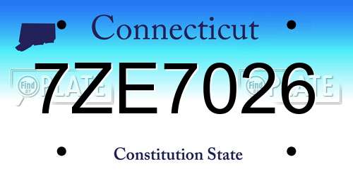 7ZE7026 Connecticut License Plate