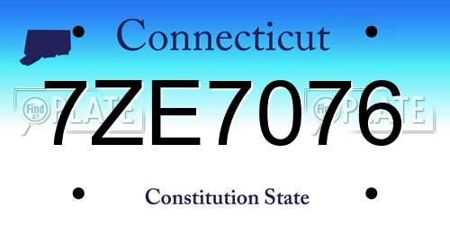 7ZE7076 Connecticut License Plate