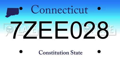 7ZEE028 Connecticut License Plate
