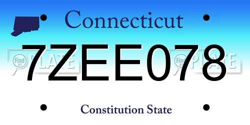 7ZEE078 Connecticut License Plate