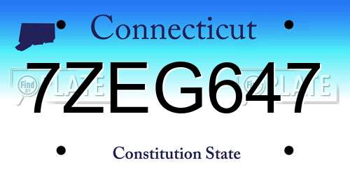 7ZEG647 Connecticut License Plate