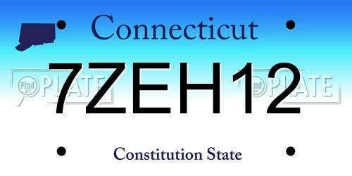7ZEH12 Connecticut License Plate