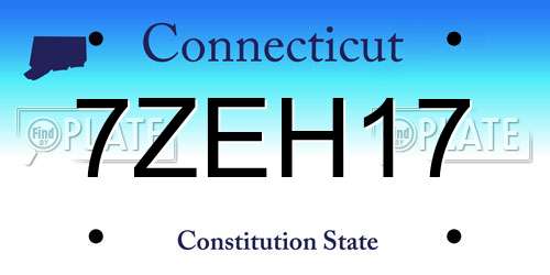 7ZEH17 Connecticut License Plate