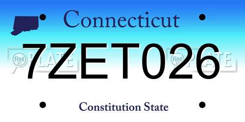 7ZET026 Connecticut License Plate