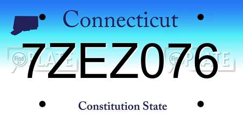 7ZEZ076 Connecticut License Plate