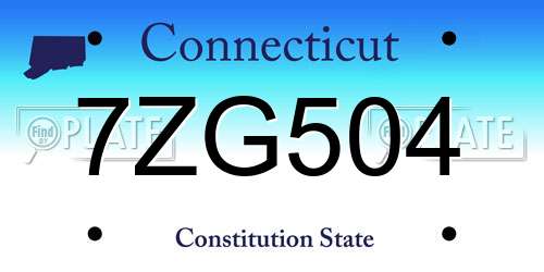 7ZG504 Connecticut License Plate