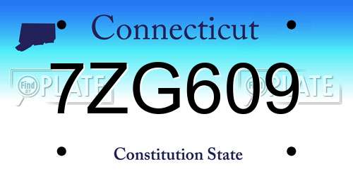 7ZG609 Connecticut License Plate