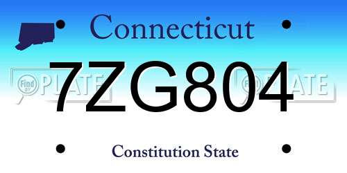 7ZG804 Connecticut License Plate