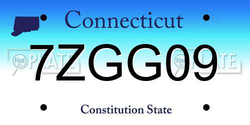 7ZGG09 Connecticut License Plate