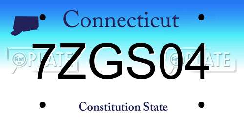 7ZGS04 Connecticut License Plate