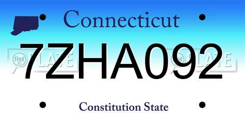 7ZHA092 Connecticut License Plate