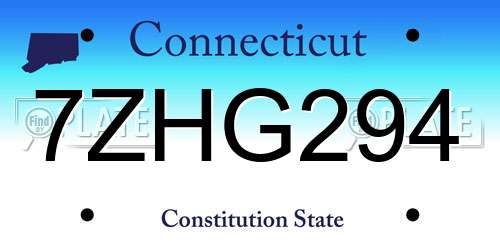 7ZHG294 Connecticut License Plate