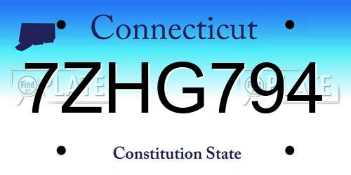 7ZHG794 Connecticut License Plate
