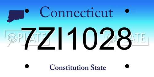 7ZI1028 Connecticut License Plate