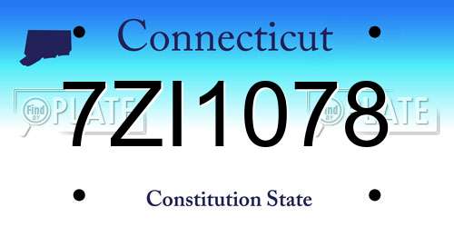 7ZI1078 Connecticut License Plate