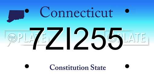7ZI255 Connecticut License Plate