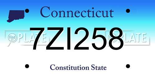 7ZI258 Connecticut License Plate