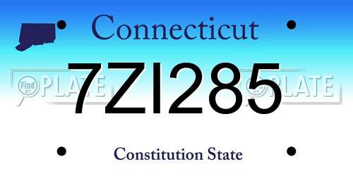 7ZI285 Connecticut License Plate