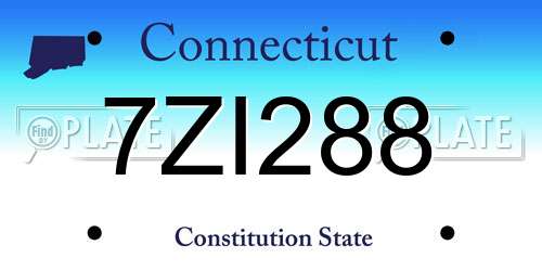 7ZI288 Connecticut License Plate