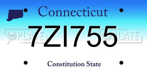 7ZI755 Connecticut License Plate