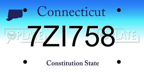 7ZI758 Connecticut License Plate
