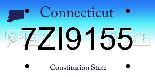 7ZI9155 Connecticut License Plate