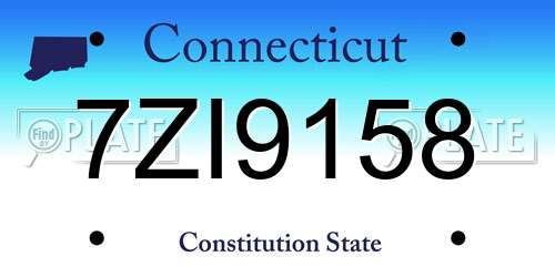 7ZI9158 Connecticut License Plate