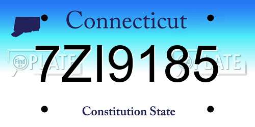 7ZI9185 Connecticut License Plate