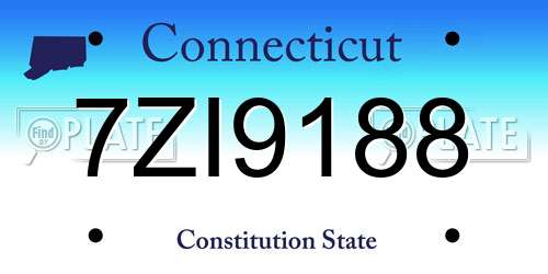 7ZI9188 Connecticut License Plate