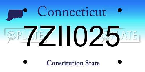 7ZII025 Connecticut License Plate