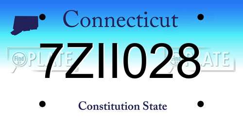 7ZII028 Connecticut License Plate