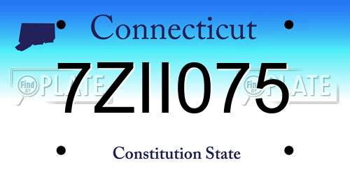7ZII075 Connecticut License Plate