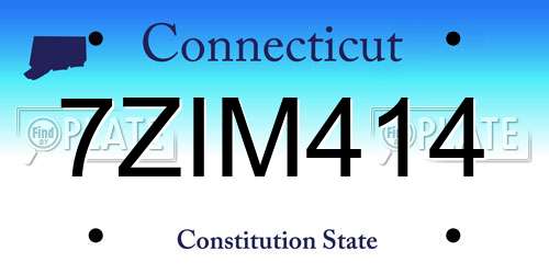7ZIM414 Connecticut License Plate
