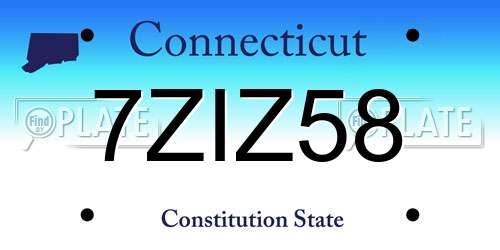 7ZIZ58 Connecticut License Plate