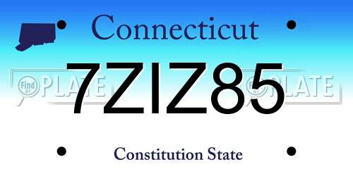 7ZIZ85 Connecticut License Plate