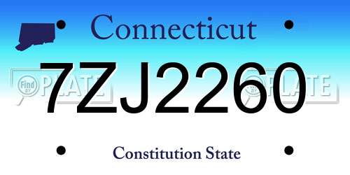 7ZJ2260 Connecticut License Plate