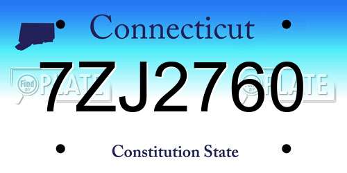 7ZJ2760 Connecticut License Plate