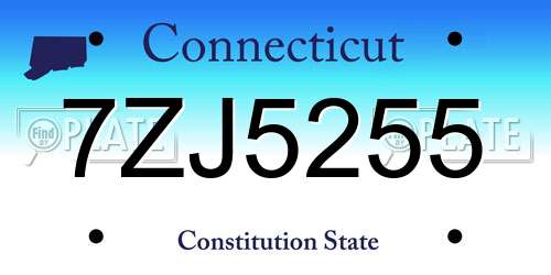 7ZJ5255 Connecticut License Plate