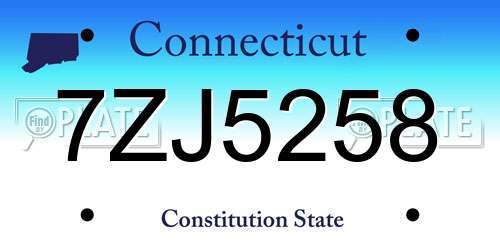 7ZJ5258 Connecticut License Plate
