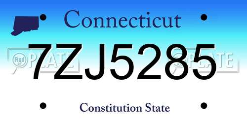 7ZJ5285 Connecticut License Plate
