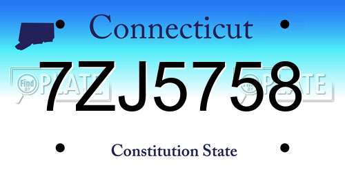 7ZJ5758 Connecticut License Plate