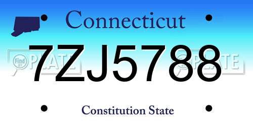 7ZJ5788 Connecticut License Plate