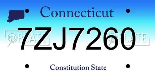 7ZJ7260 Connecticut License Plate