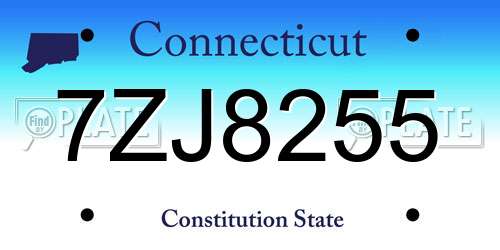 7ZJ8255 Connecticut License Plate